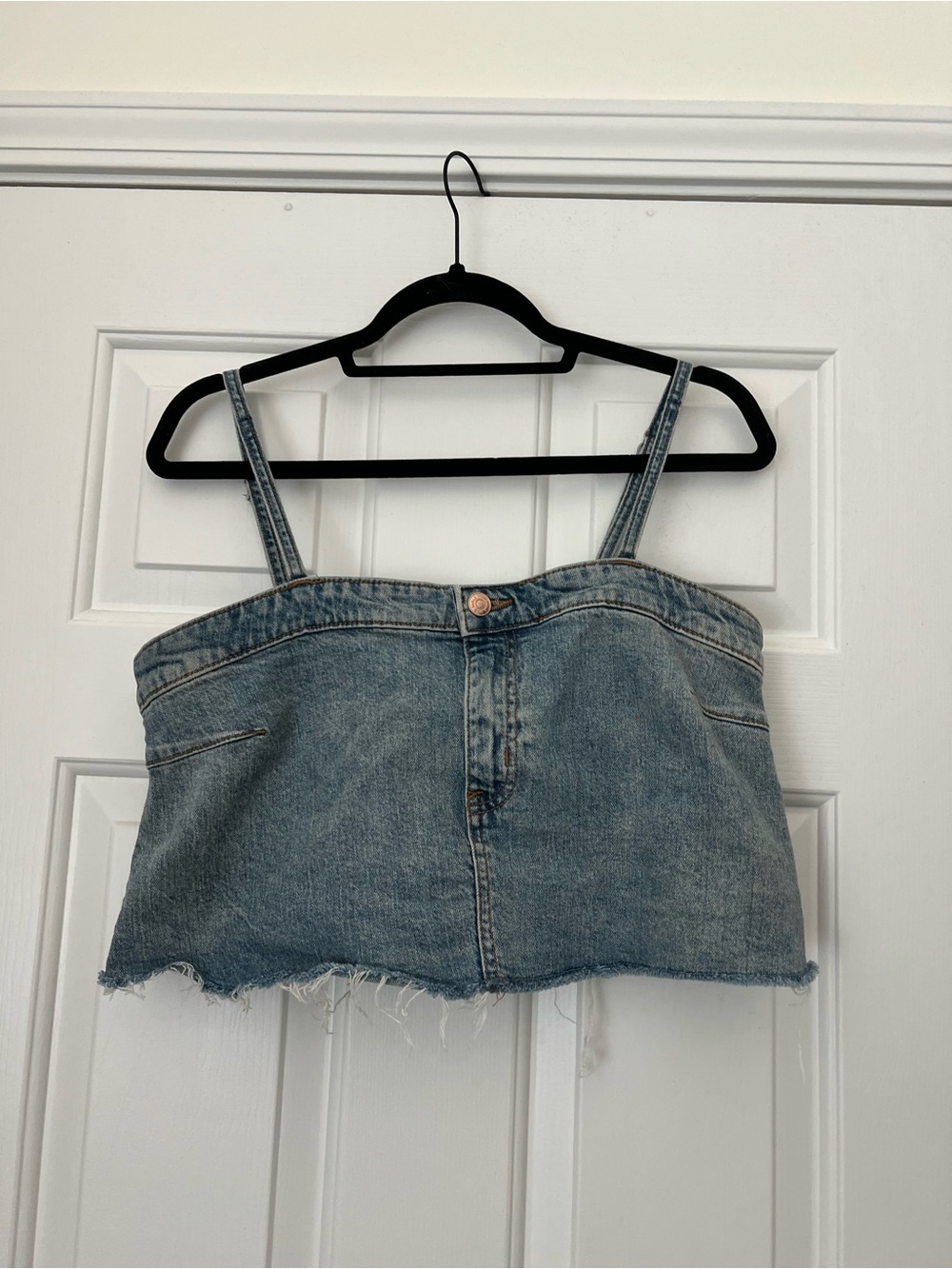 wild fable Light Blue Denim Crop Top with Straps